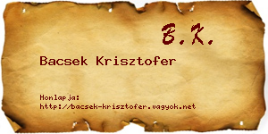 Bacsek Krisztofer névjegykártya