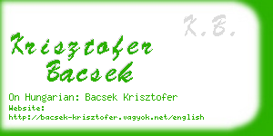 krisztofer bacsek business card